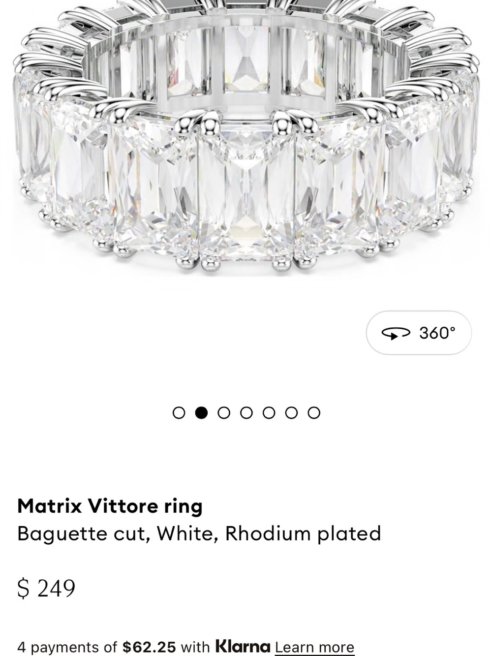 Swarovski-Matrix Vittore Baguette cut, rhodium plated-Eternity Band Ring - Picture 3 of 4